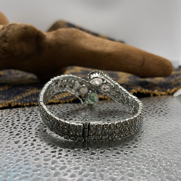 Hinged Clamp Graduated Rhinestone Vintage Bracelet Duo - Picture 6 of 8